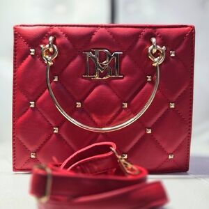 Badgley Mischka Red Quilted Shoulder Bag